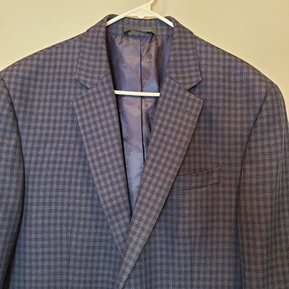 Andrew Fezza Blazer Suit Jacket Blue Plaid Mens 42 Long - Picture 2 of 9
